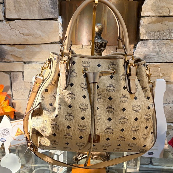 MCM Beige and Brown Satchel